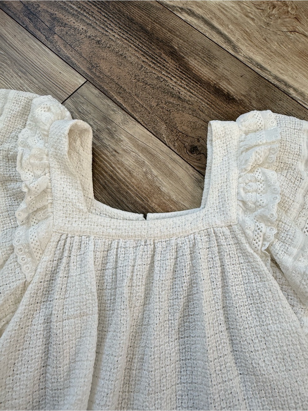 English Factory White Eyelet Ruffle Square-Neck Blouse - Picture 3 of 6